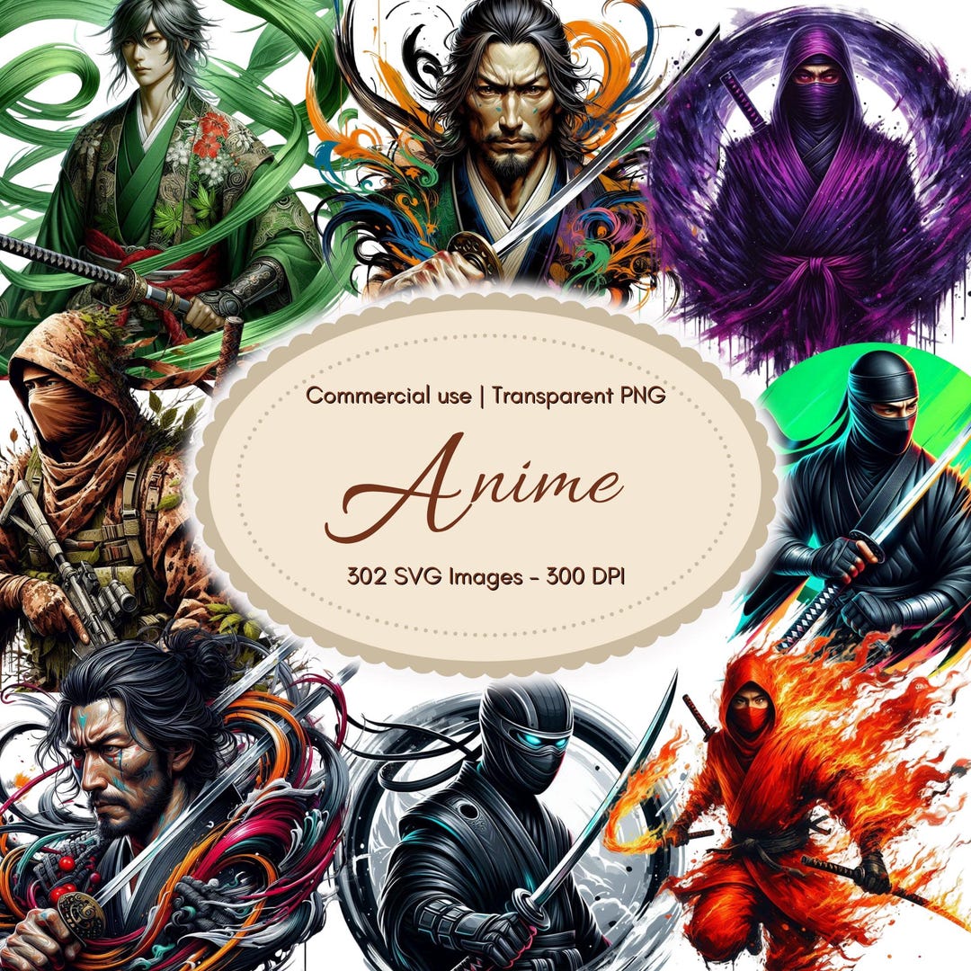 Buy Anime SVG Bundle, Manga Clipart Cutfile & Vector Graphics, Japanese ...