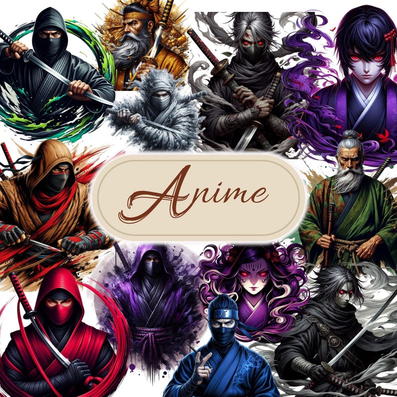 Ninja Anime SVG Bundle | 100 Samurai Warrior Clipart (digital Cut Files ...
