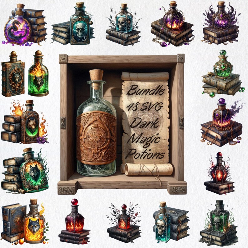 Dark Magic Potion SVG Bundle | Witchy Clipart for Cricut, Sublimation ...