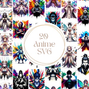 Anime SVG Bundle, Anime Clipart Cutfile Bundle, Manga SVG Vector, Manga PNG File, Japanese Art, Japanese Bundle