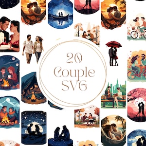 Couple SVG Bundle: 20 Loving Clipart Designs (Digital Download)