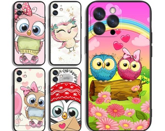 Funny cute owl Cases for iPhone SE 11 12 13 14 15 Plus Pro Max & Samsung A25 A15 A54 A53 A52 S24 S23 S22 S21 FE 4G 5G