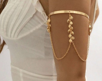 Minimalistische Shell Decor Arm Cuff, Gouden Armband, Gouden Bovenarm, Zilveren Armband, Arm Cuff Goud, Cadeau