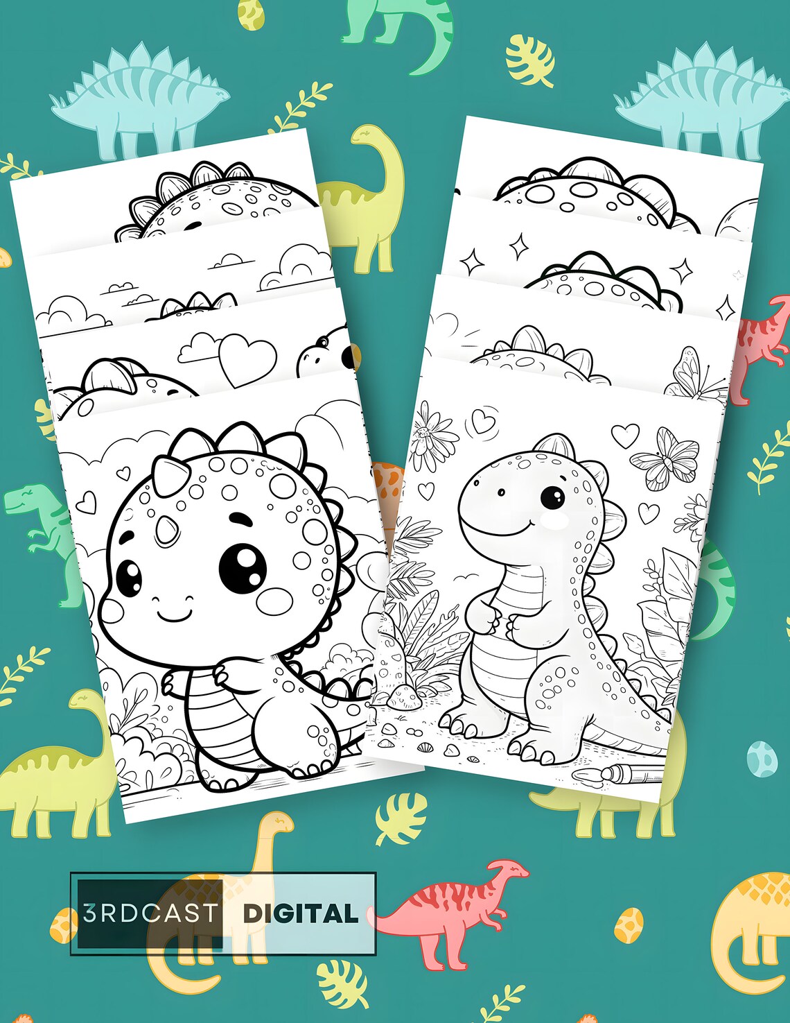 Dinosaur Coloring Book for Kids 20 Pages Coloring Book Printable