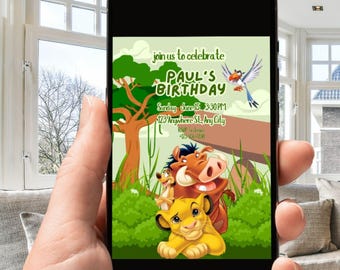 Lion King Birthday Invitation Editable | Jungle Safari Canva Template | Simba Digital Invite | Instant Download | Printable for Kids