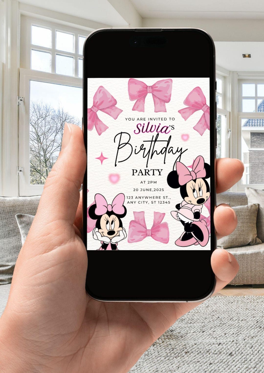 Minnie Mouse Birthday Invitation Editable | Pink Polka Dot Canva ...