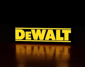 Caja de luz LED DeWalt / Decoración para taller y garaje / Regalo para entusiastas de las herramientas