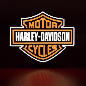 Harley-Davidson Inspired LED Lightbox | Motorcycle Garage Decor | Man Cave Sign