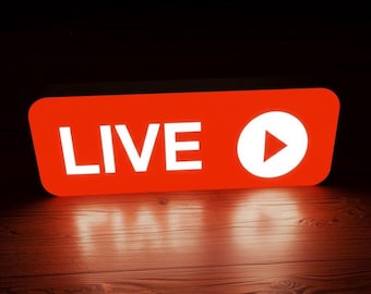 Caja de luz para transmisión en vivo / Letrero de estudio al aire / Decoración para salas de podcast y juegos