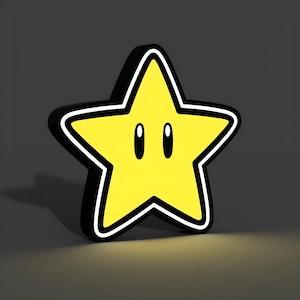Super Star Mario Lightbox - Retro Gaming Wall Art - Unique Mood Lighting for Streamers & Gamers