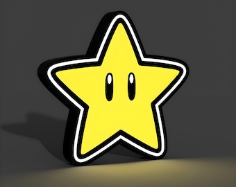 Super Star Mario Lightbox - Retro gaming-muurkunst - Unieke sfeerverlichting voor streamers en gamers