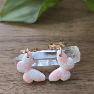Pastel Checkerboard Print Polymer Clay Butterflies - Polymer Clay - Spring - Butterfly