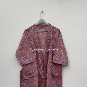Cotton Bathrobe | Handmade Block Print Kimono | Travel Wear
