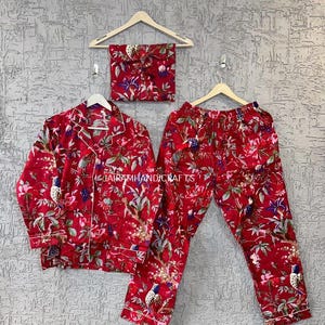 Handmade Block Print Cotton Pajama Set: Indian Night Wear