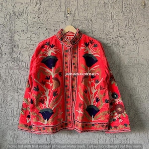 Hand Embroidered Velvet TNT Jacket: Boho Festival Coat