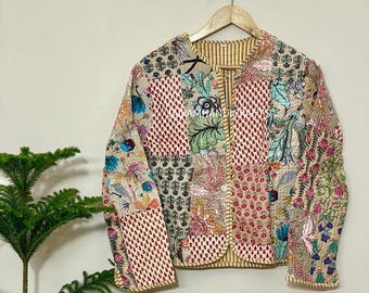 Giacca trapuntata patchwork: cotone floreale, stile boho