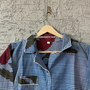 Handgjort pyjamasset i bomull med blocktryck: Mjuka indiska nattkläder bild 3