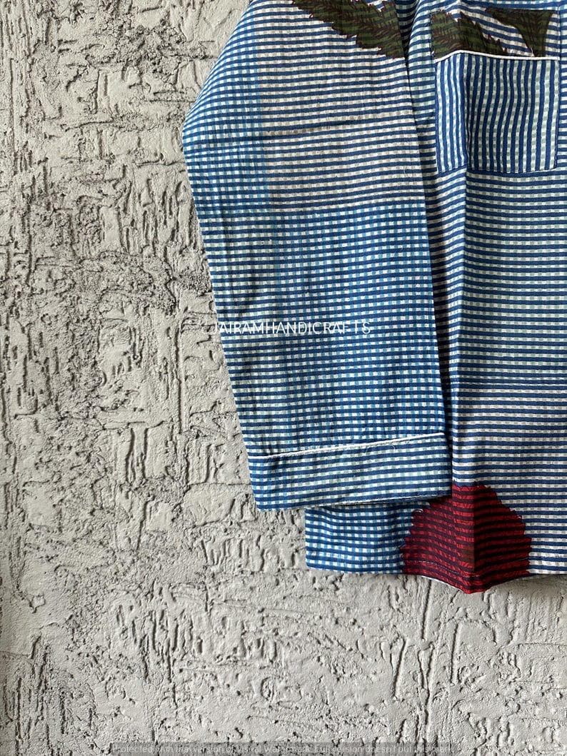 Handgjort pyjamasset i bomull med blocktryck: Mjuka indiska nattkläder bild 4
