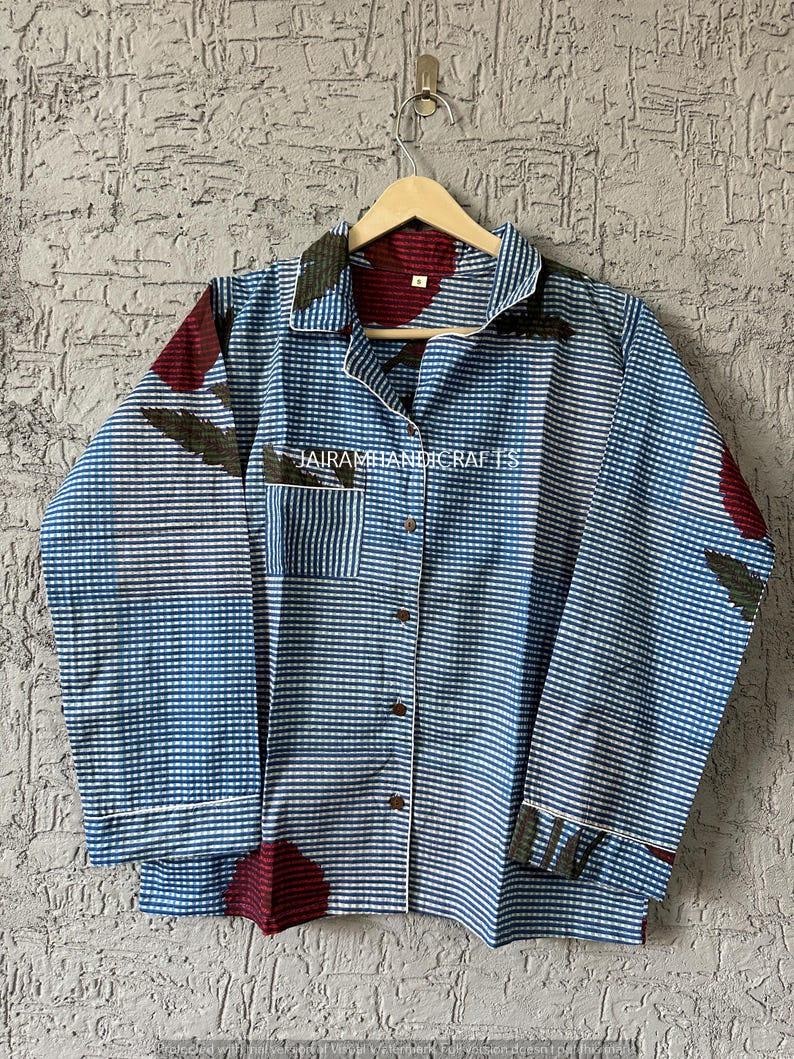 Handgjort pyjamasset i bomull med blocktryck: Mjuka indiska nattkläder bild 2