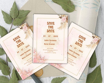 Classic & Floral Wedding Invitation template, Wedding invitation, Save the date wedding invite, Editable wedding invite, Instant download
