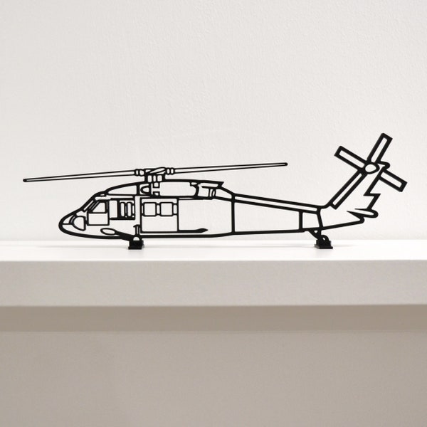 UH60 BlackHawk Helicopter | Military Wall / Desk Decoration | US Air Force USAF | US Army Aviation | National Guard | Black Plastic Model