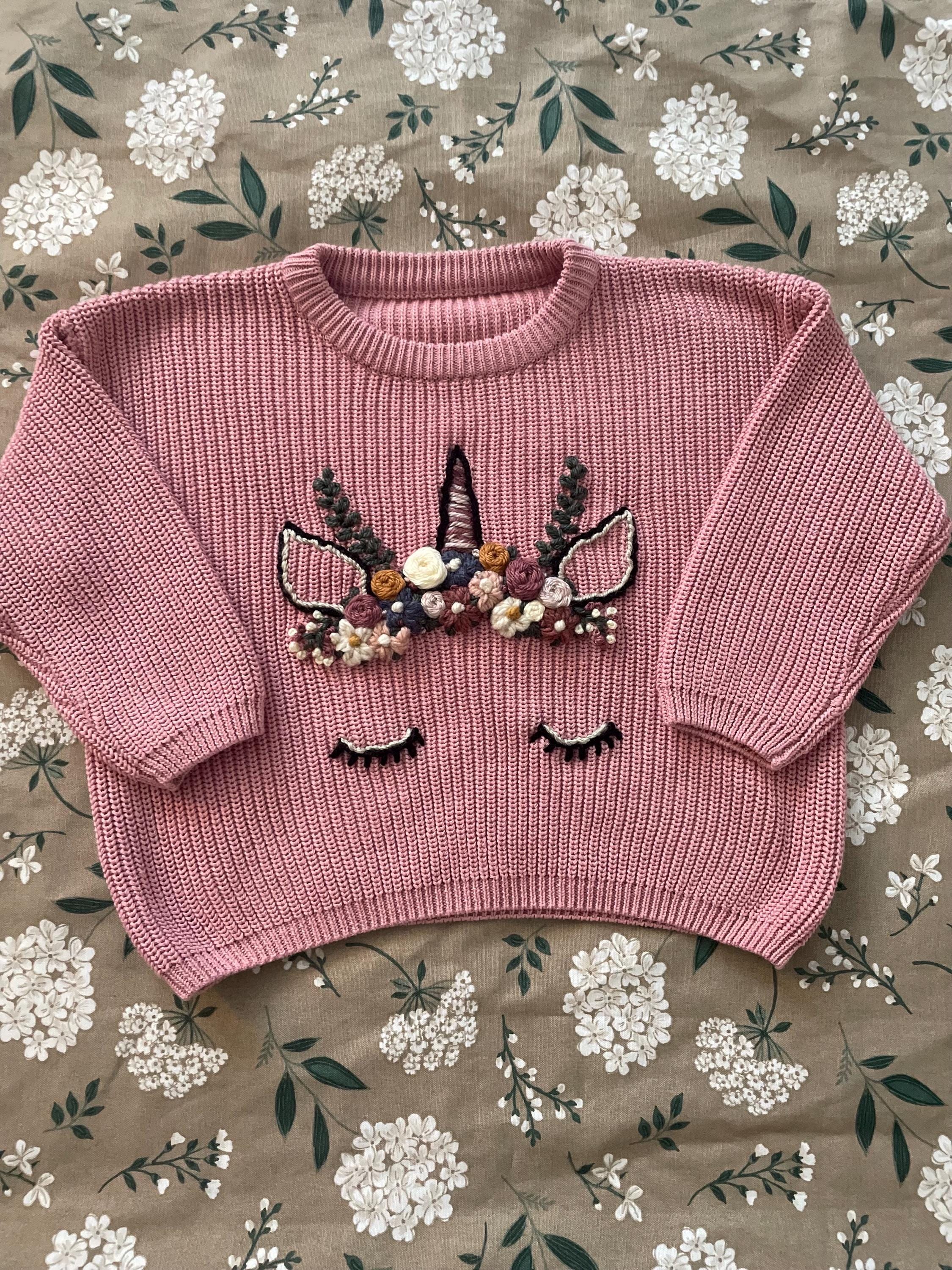 Hand Embroidered Unicorn Sweater - Etsy