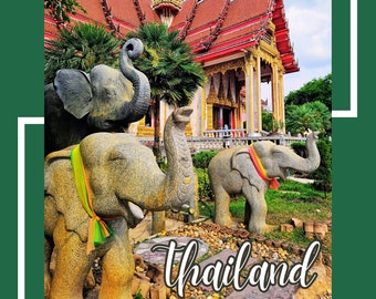 Thailand Poster With Elephants digital download
