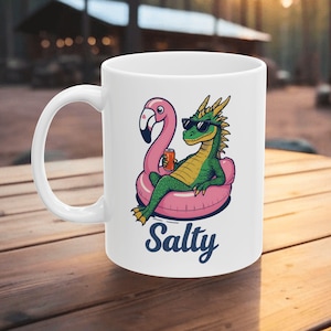 Dragon Ceramic Mug, Salty Fantasy Coffee Cup, Funny Dragon Lover Gift, Novelty Tea Mug, Cute Dragon Drinkware