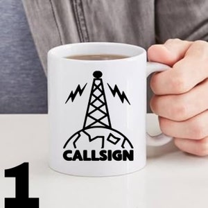 Personalized Antenna Callsign Ham Radio Mug Gift for Amateur Radio Operator