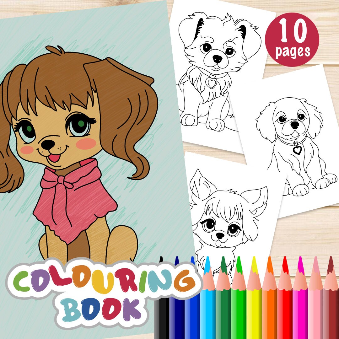 10 Easy Dogs Coloring Pages for Kids, Preschoolers, Digital Coloring ...