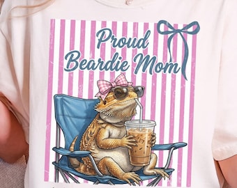 Custom Bearded Dragon Mom Shirt Funny Reptile Proud Mama Tee Cute Beardie Graphic Shirt Lizard Lover Personalized Gecko Mother's Day Gift