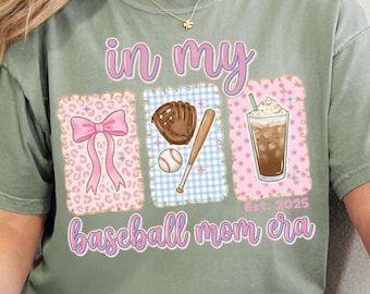 Custom Baseball Mama Shirt Leopard Baseball Bow Mom Era Sports Tee Retro TShirt Cute Scallop Gameday Personalized Team Mother's Day Gift