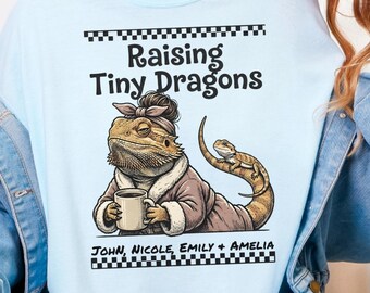 Custom Bearded Dragon Mom Shirt Funny Reptile Proud Mama Cute Beardie Graphic Shirt Lizard Lover Personalized Checkered Mother's Day Gift