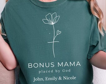 Custom Step Mom Shirt Bonus Mama Placed by God Tshirt Badass Blended Family Stepmom Christian Personalized Stepmother Life Mother's Day Gift