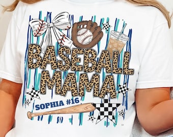 Custom Baseball Mama Shirt Coquette Baseball Bow Mom Era Sports Tee Retro TShirt Cute Ballpark Gameday Personalized Team Mother's Day Gift