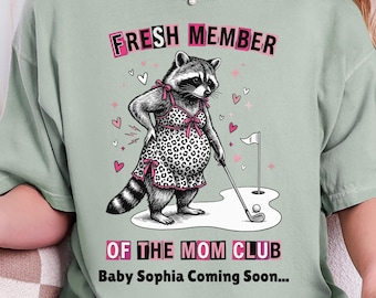 Custom First Time Mom Shirt Mama Est 2026 Tee In My Pregnant Era Raccoon First Mothers Day Gift Personalized New Mom Tee Mother's Day Gift