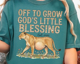 Pregnancy Christian Shirt Off to Grow God's Little Blessing Maternity Praying First Time Mama Miracle Baby Mommy To Be Mother's Day Gift