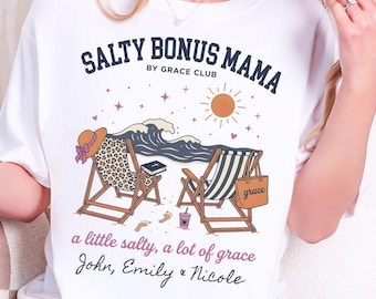 Custom Step Mom Shirt Salty Bonus Mom Grace Tshirt Badass Mama Blended Family Stepmom Christian Personalized Stepmother Mother's Day Gift