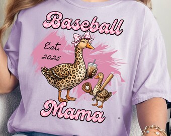 Custom Baseball Mama Shirt Leopard Baseball Bow Mom Era Sports Tee Retro TShirt Cute Ballpark Gameday Personalized Team Mother's Day Gift