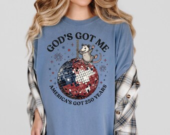 250 Years Christian Shirt Patriotic Faith Freedom 1776 2026 One Nation Under God USA 250th American Flag July Faith Opossum Disco Gifts