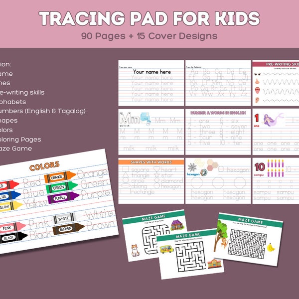 Editable Tracing Pads for kids, Tracing Worksheets, Activity Sheets, Homeschool worksheets,  Tracing Practice, Hand Writing Practice sheet.