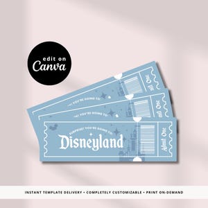 Vintage Disneyland-inspirierte Ticket Vorlage | Canva bearbeitbare Vorlage | Überraschungsgeschenk-Karte | Sofortdownload | Bearbeitbare digitale Datei