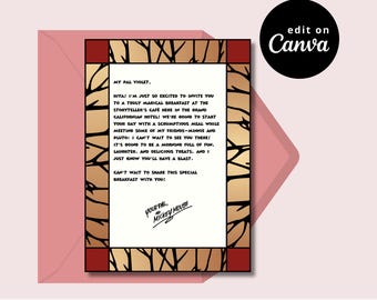 Storyteller's Cafe Character Letter Template: Disneyland Surprise Gift (Canva Editable, Instant Download)