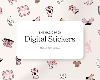 Magic Pack Pink Edition | Digital Stickers | PNG SVG JPEG Clipart | Hand Drawn Mouse Graphics | Simple Kingdom Designs | Transparent Files