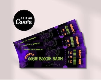 Oogie Boogie Bash Ticket Template | Canva Editable Template | Disneyland Surprise Gift Ticket | Instant Download | Editable Digital File