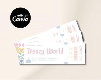 Disney World Ticket Template | Canva Editable Template | Disney World Surprise Gift Ticket | Instant Download | Editable Digital File