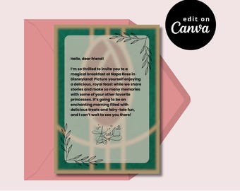 Napa Rose Disneyland Surprise Letter Template: Editable Princess Card (Digital Download)