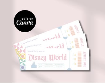 Disney World Ticket Template | Canva Editable Template | Disney World Surprise Gift Ticket | Instant Download | Editable Digital File