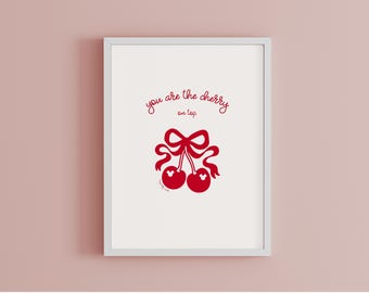 A Cherry On Top |  Magical Coquette Mouse Cherries Digital Artwork | Mouse Ear Art | Ready to Print