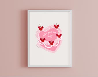 Make Your Own Magic | Cherry Cake Coquette Magical Digital Artwork | Mouse Ear Art | Ready to Print